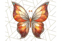 Stained Glass Butterfly PNG Colorful Clipart for Sublimation Product Image 5