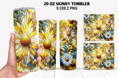 Flower Skinny Tumbler 20oz Wrap Design, Flowers Tumble PNG Product Image 1