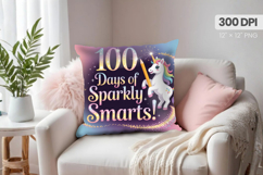 100 days of school Pillow Design, Teacher PNG Sublimation Product Image 1