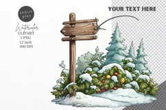 Christmas clipart, Sign clipart, Winter clipart Product Image 1