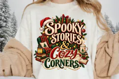 Spooky Stories & Cozy Corners PNG, Christmas Book Lover Product Image 1