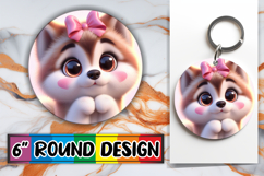 Whimsical Car Coaster Round, 3D Dog Product Image 1