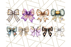 Muted Halloween Bow Clipart, Fall Ribbon PNG Autumn Hair Bow Product Image 5