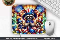 Bear Mouse Pad Sublimation, 4th Of July Mouse Pad PNG Design Product Image 1