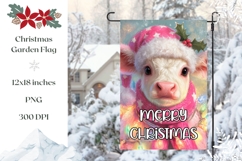Merry Christmas Garden Flag PNG, Christmas Cow Sublimation Product Image 1