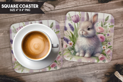 Bunny, Animal coaster, Buffalo Plaid Square Coaster PNG Product Image 1