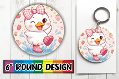 Radiant Sublimation Circle Ornaments, Cute Goose Product Image 1
