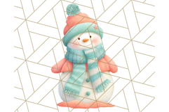 Coral and Aqua Christmas Clipart PNG, Pastel Holiday Art Product Image 5