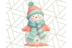 Coral and Aqua Christmas Clipart PNG, Pastel Holiday Art Product Image 5