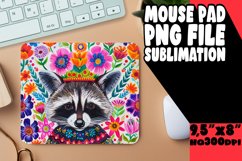 Playful Raccoon &amp; Bloom Mouse Pad Sublimation PNG Product Image 1