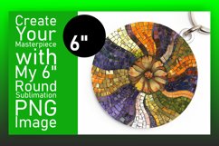 Abstract Mosaic Round Design with Floral Keychain Product Image 1