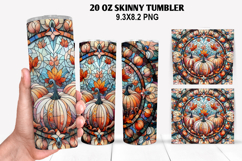 Pumpkins Skinny Tumbler 20oz Wrap Design, Halloween Tumbler Product Image 1