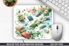Book Flower Mouse Pad Sublimation, Animals Mouse Pad PNG Product Image 1
