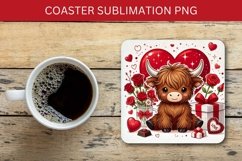 valentine square coaster - highland cow heart Product Image 1