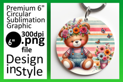 Chic Round Design Keychain Artwork , Teddy Bear Product Image 1