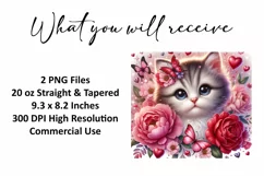 Valentine's Day Kitten Tumbler Wrap Sublimation Design Product Image 2
