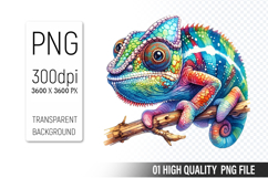 Chameleon Clipart PNG, Printable Animals, Wildlife Design Product Image 1