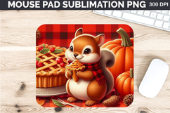 Watercolor Squirrel Mouse Pad Sublimation - Thanksgiving PNG Product Image 1