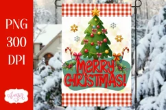 Merry Christmas garden flag PNG, Christmas tree sublimation Product Image 1