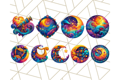 Whimsical Celestial Moon and Stars Clipart Constellation Png Product Image 6