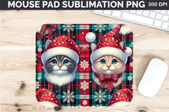 Watercolor Cat Mouse Pad Sublimation - Christmas PNG Design Product Image 1