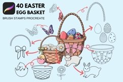 40 Easter Egg Basket Procreate Brush Stamps Product Image 2