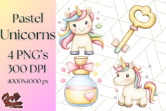 Fairy Tale Unicorn PNG Pastel Magic Clipart, Fantasy Rainbow Product Image 1