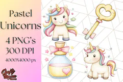 Fairy Tale Unicorn PNG Pastel Magic Clipart, Fantasy Rainbow Product Image 1