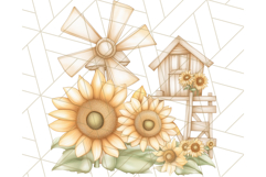 Rustic Sunflower Clipart, Soft Country Farmhouse Florals Png Product Image 5