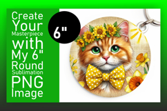 Whimsical Circle PNG Keychain Artwork , Cute Cat Product Image 1