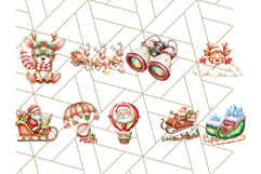 Santa Sleigh Ride Clipart PNG, Flying Reindeer Christmas Art Product Image 5
