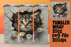 Tumbler Wrap: Cute Animals in 3D Wall Hole Design Product Image 1