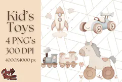 Kid’s Toy Clipart, Nursery Decor Png, Trucks, Rockets, Cars Product Image 1