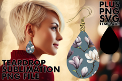 Cheerful Teardrop Earrings Gift PNG, Flower Pattern Product Image 1
