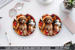 Goldendoodle Car Coaster Sublimation| Halloween Coaster PNG Product Image 1