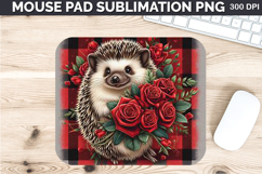 Watercolor Hedgehog Mouse Pad Sublimation - Valentines PNG Product Image 1