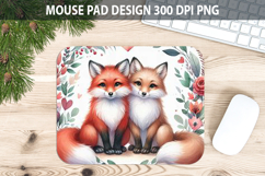 Watercolor Fox Mouse Pad Sublimation - Valentines Png Product Image 1