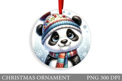 Cute Panda Christmas Ornament. Christmas Panda Sublimation Product Image 1