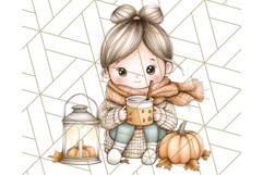 Pumpkin Spice Chibi Girls, Fall Accessories PNG, Cozy Autumn Product Image 5