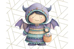 Kawaii Halloween Clipart Cute Kids and Candy Elements Png Product Image 5