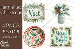 Cozy Farmhouse Christmas Clipart PNG, Wreaths & Candles Product Image 1