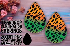 Gradient Leopard Pattern Art Teardrop Earring Wrap PNG Product Image 1