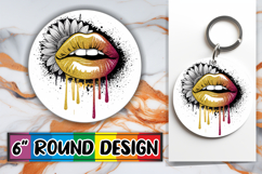 Radiant Sublimation Circle Ornaments PNG, Dripping Lips Product Image 1