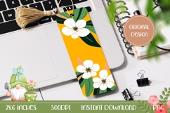 Yellow Bookmark Print, White Flowers Bookmark Printable Product Image 1