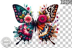 Vibrant Floral Butterfly Sublimation - Clipart PNG Design Product Image 1