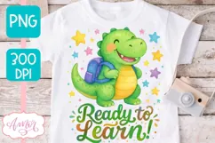 Cute back to school shirt PNG, Ready to learn sublimation Product Image 1