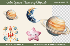 Cute Space Nursery Clipart Sublimation PNG Product Image 1
