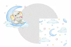 Watercolor elephant Clipart digital paper, Baby Shower Clipa Product Image 3
