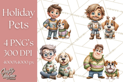 Matching Christmas Sweaters Clipart PNG, Pet Owners Clip Art Product Image 1