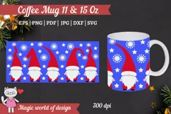 Gnome and snowflakes svg, 11 oz & 15 oz mug wrap png Product Image 1